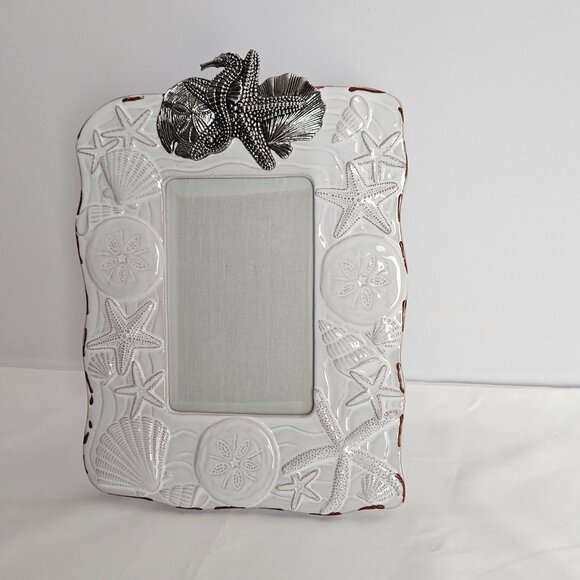 Coastal Ceramic Seashell Starfish Seahorse Photo Frame 4x6 Beach Decor - Picture 2 of 15